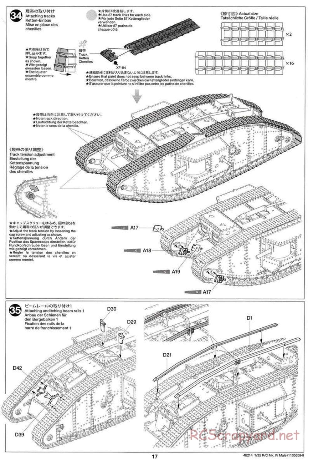 Tamiya - WWI British Tank Mark IV Male - 1/35 Scale Chassis - Manual - Page 17