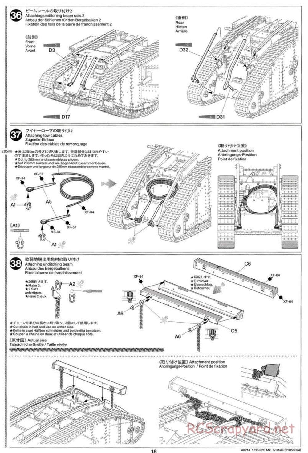 Tamiya - WWI British Tank Mark IV Male - 1/35 Scale Chassis - Manual - Page 18