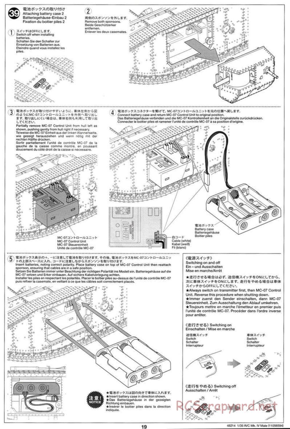 Tamiya - WWI British Tank Mark IV Male - 1/35 Scale Chassis - Manual - Page 19
