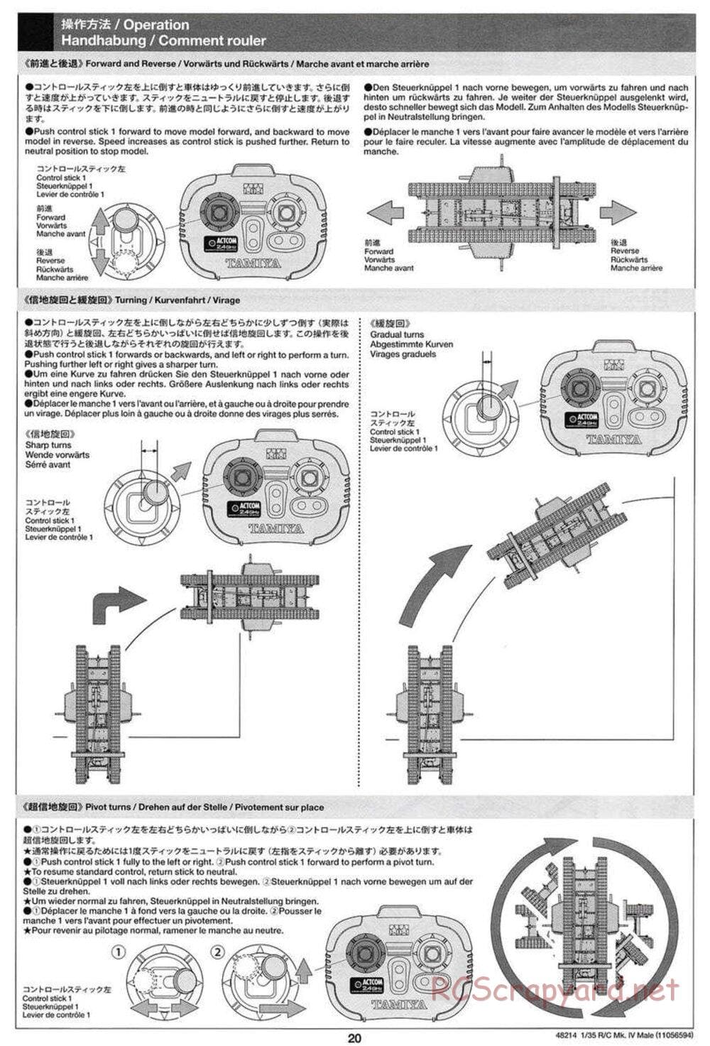 Tamiya - WWI British Tank Mark IV Male - 1/35 Scale Chassis - Manual - Page 20