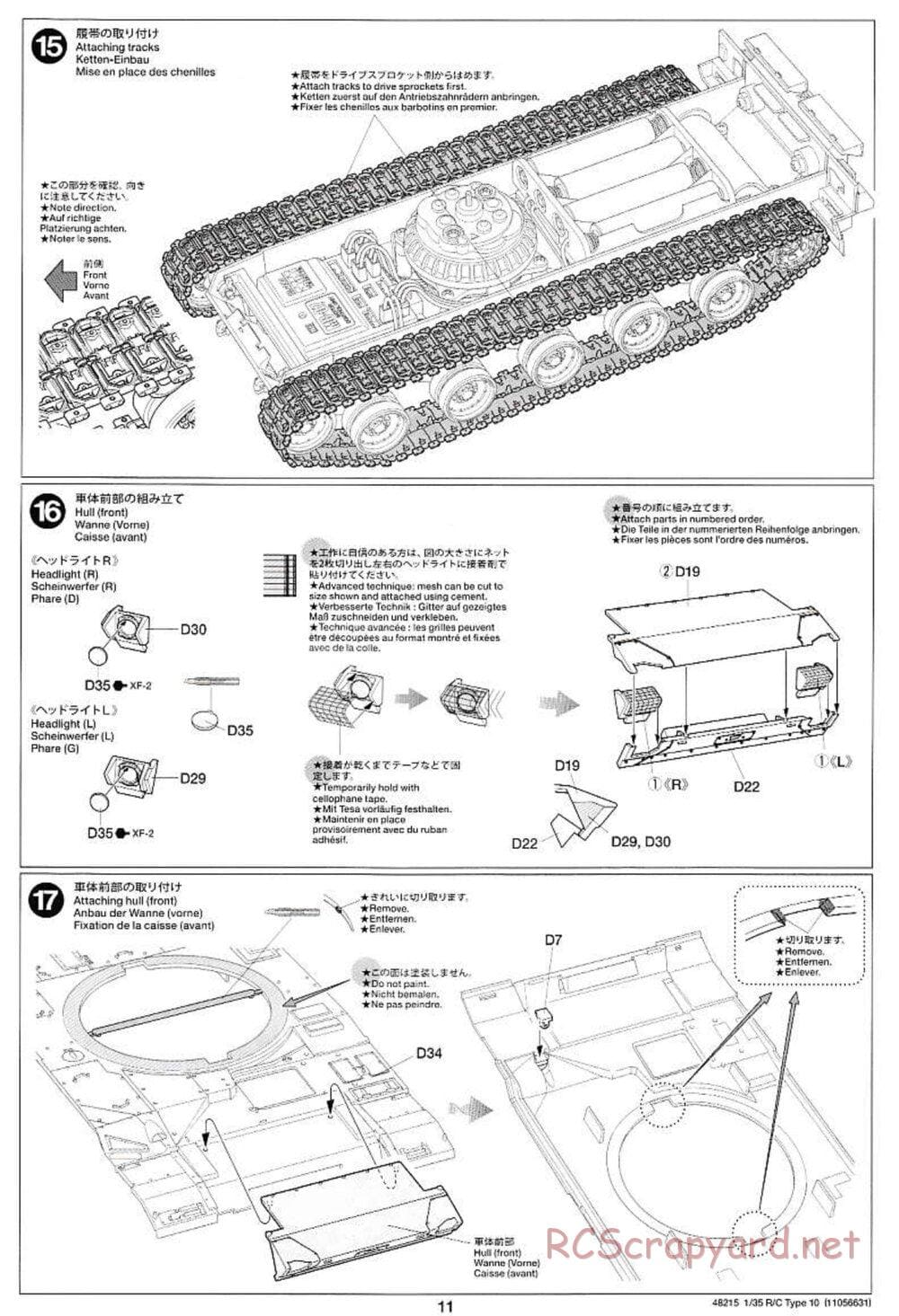Tamiya - JGSDF Type 10 Tank - 1/35 Scale Chassis - Manual - Page 11