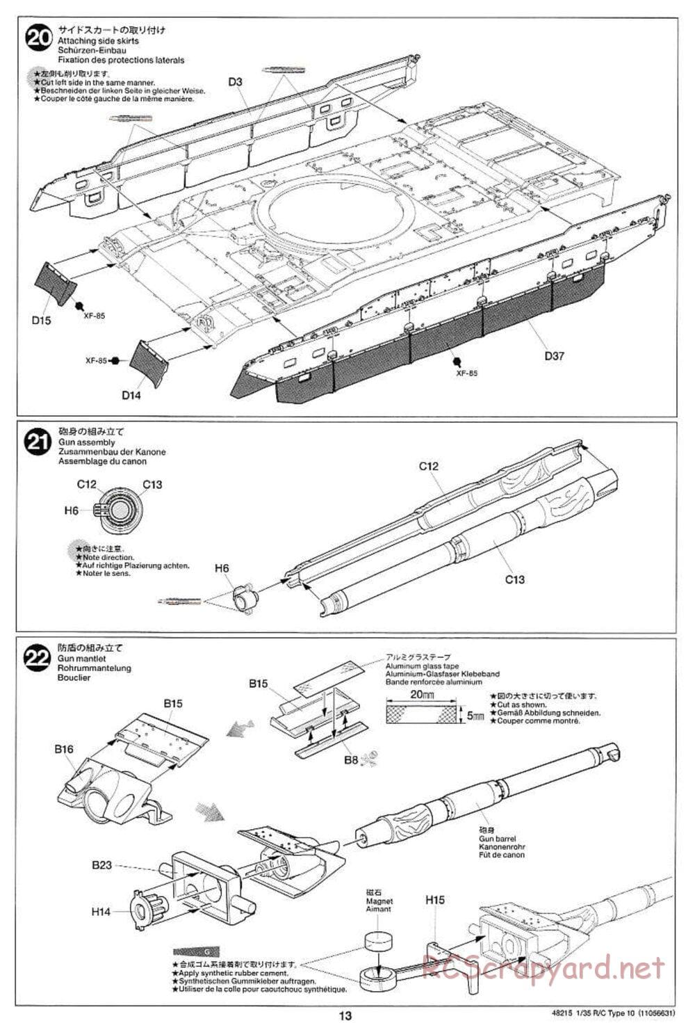 Tamiya - JGSDF Type 10 Tank - 1/35 Scale Chassis - Manual - Page 13