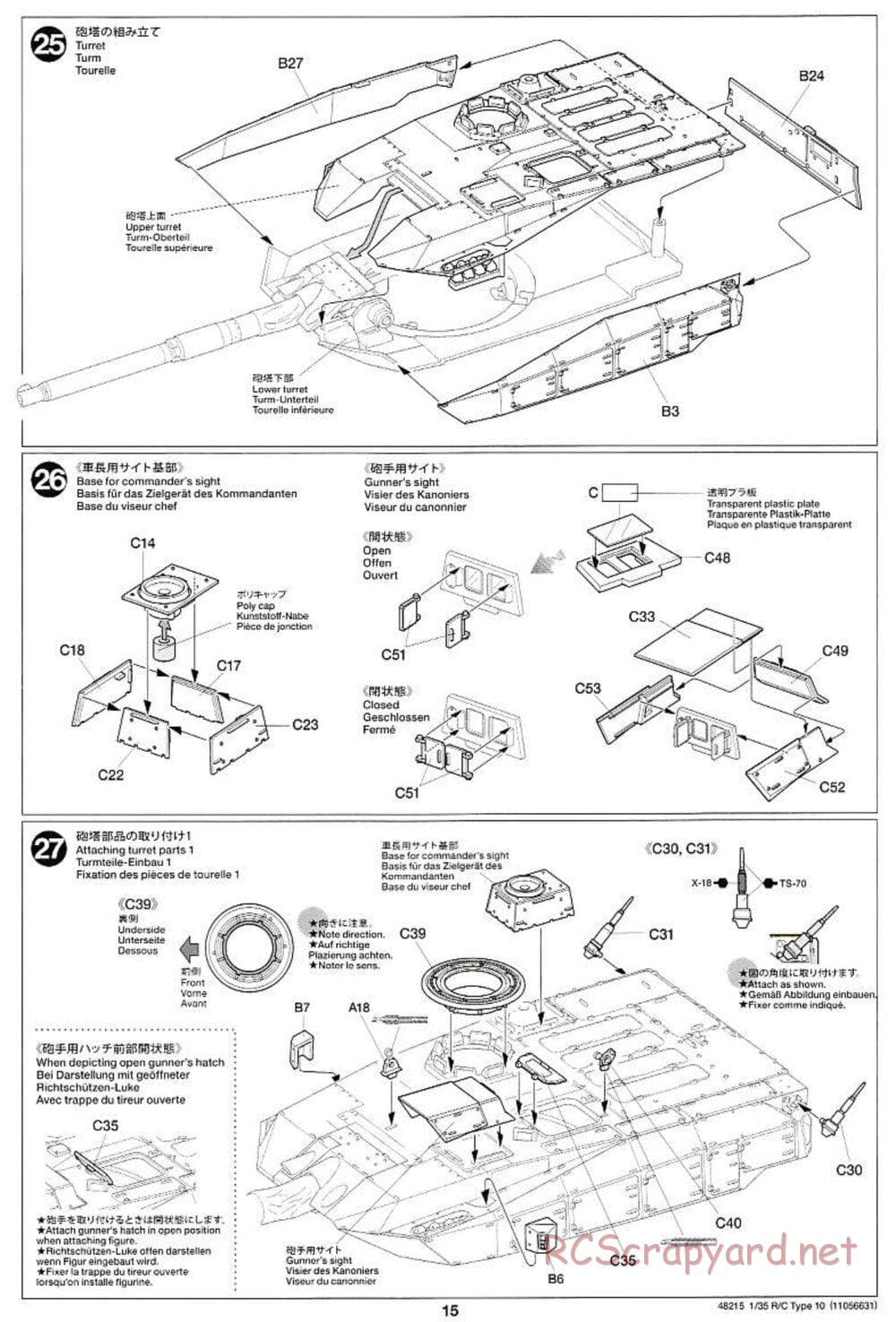 Tamiya - JGSDF Type 10 Tank - 1/35 Scale Chassis - Manual - Page 15