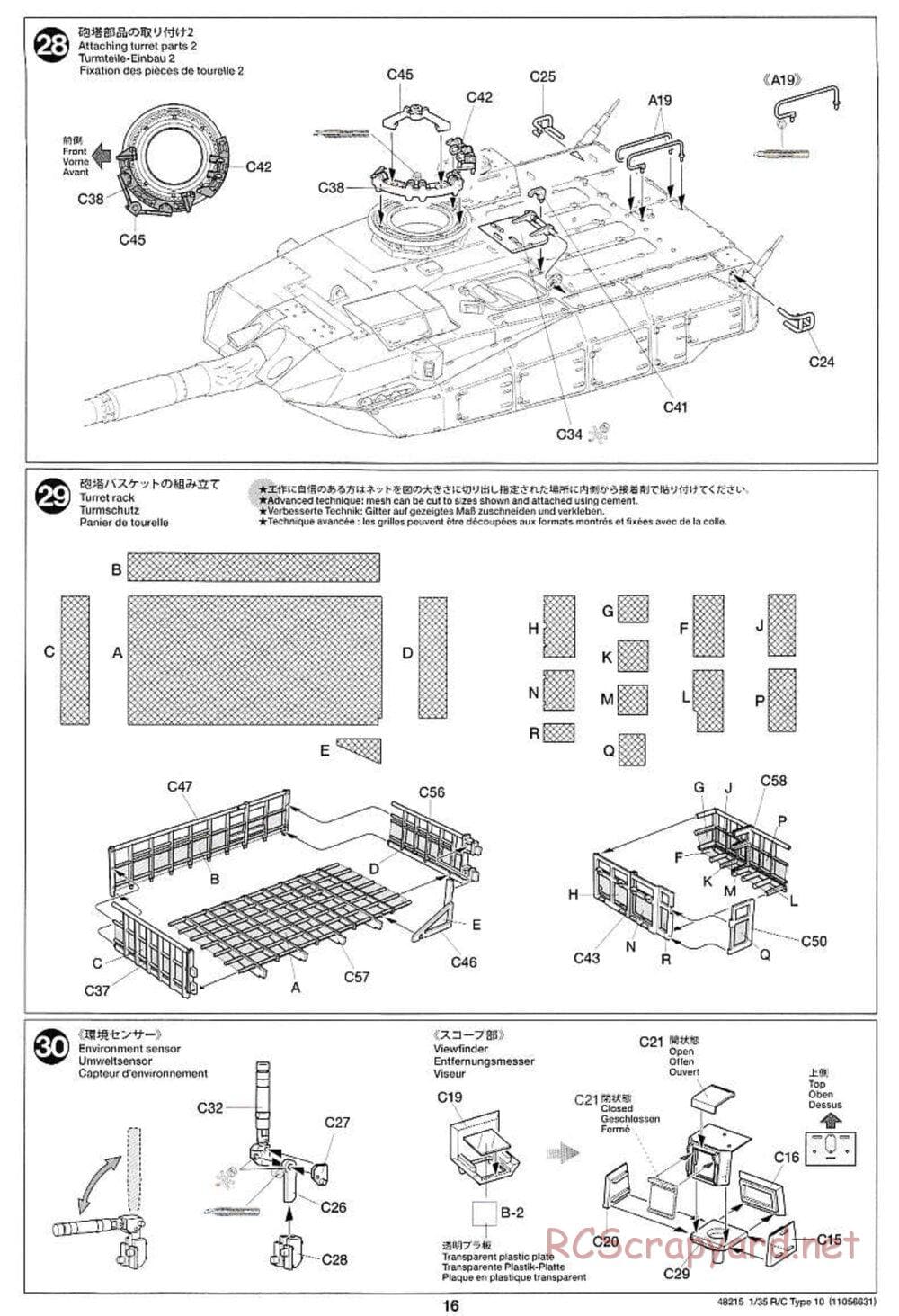 Tamiya - JGSDF Type 10 Tank - 1/35 Scale Chassis - Manual - Page 16