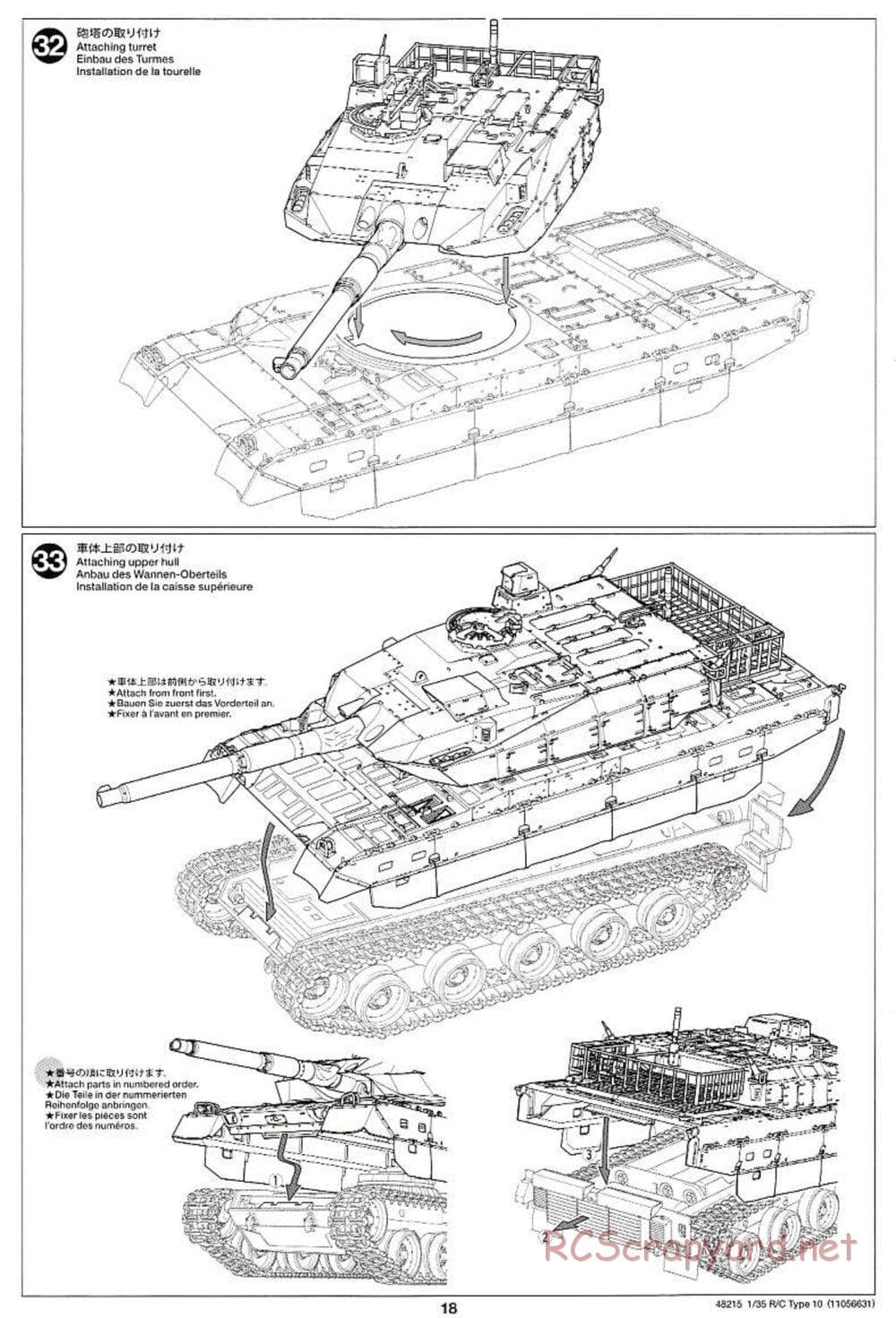 Tamiya - JGSDF Type 10 Tank - 1/35 Scale Chassis - Manual - Page 18