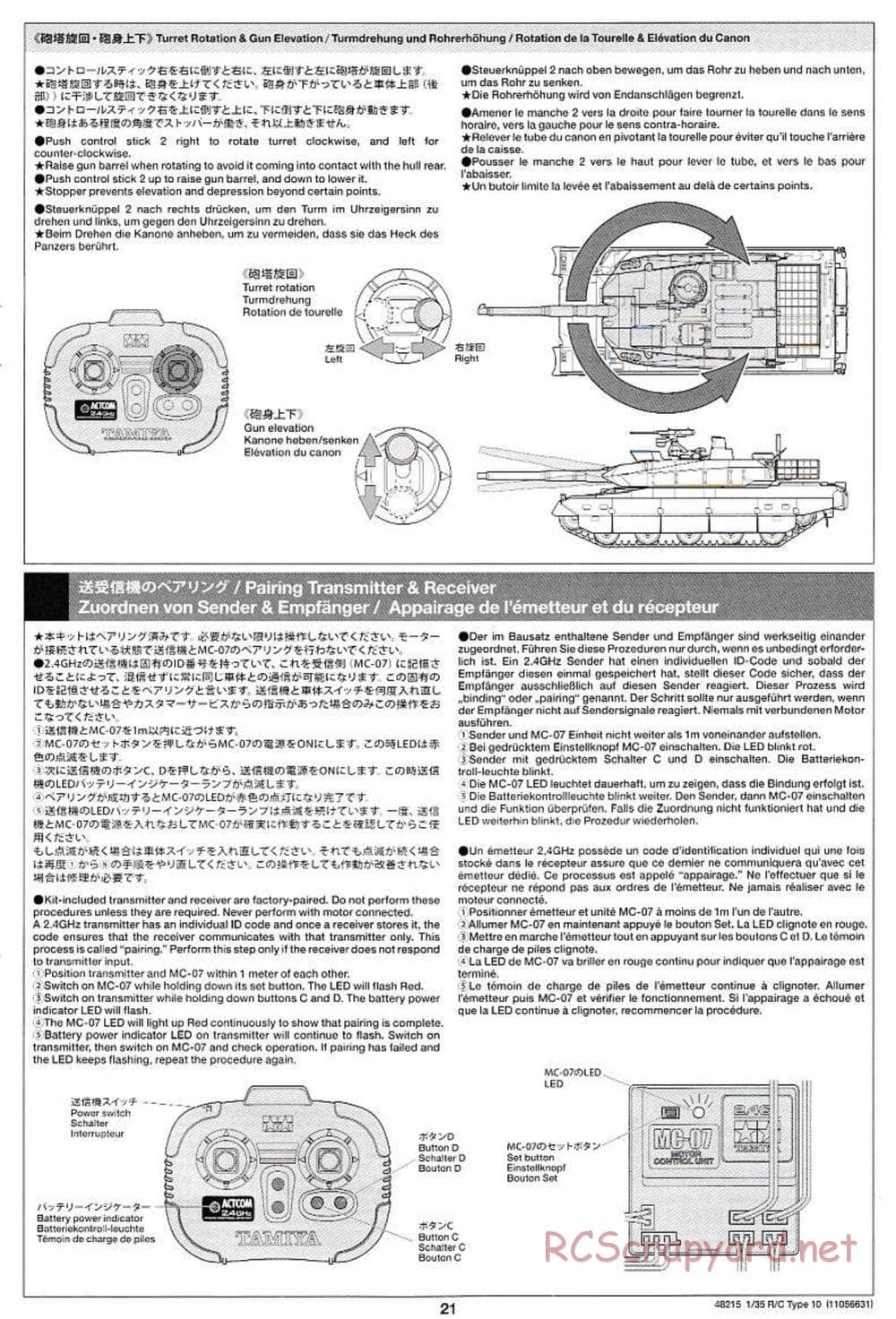 Tamiya - JGSDF Type 10 Tank - 1/35 Scale Chassis - Manual - Page 21