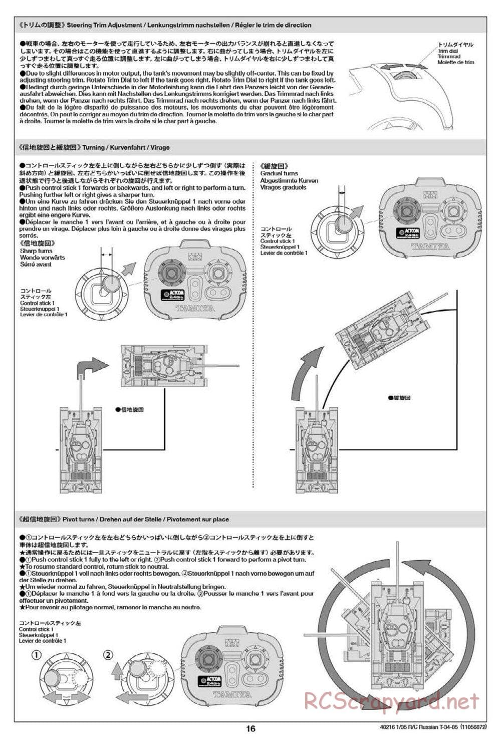 Tamiya - Russian Medium Tank T-34-85 - 1/35 Scale Chassis - Manual - Page 16