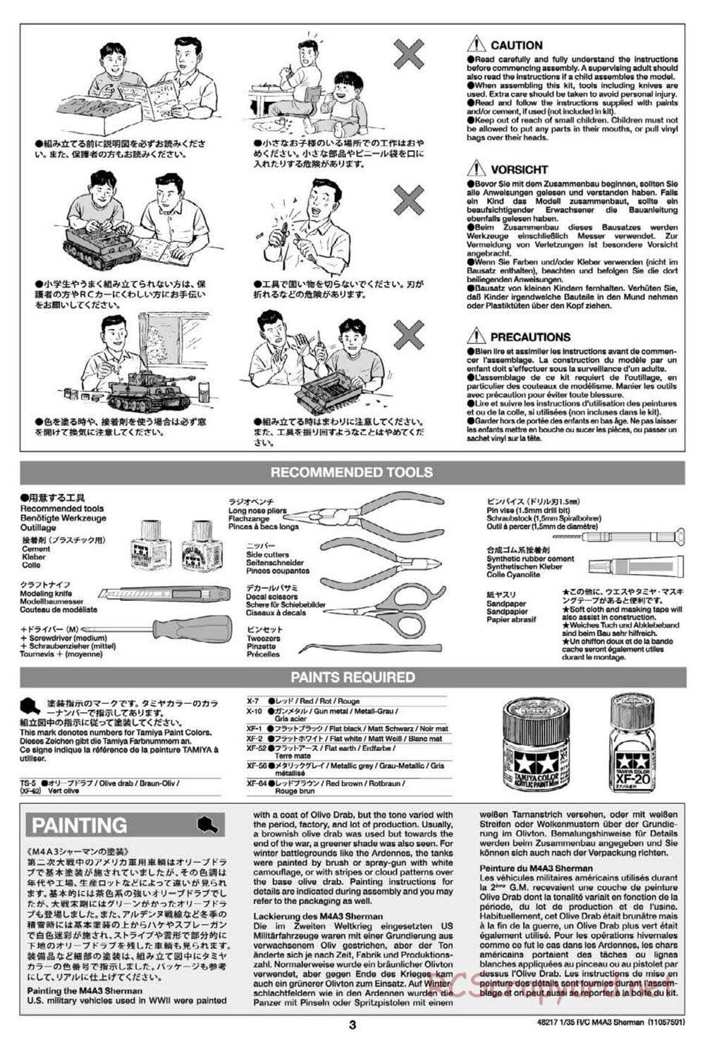 Tamiya - US Medium Tank M4A3 Sherman - 1/35 Scale Chassis - Manual - Page 3