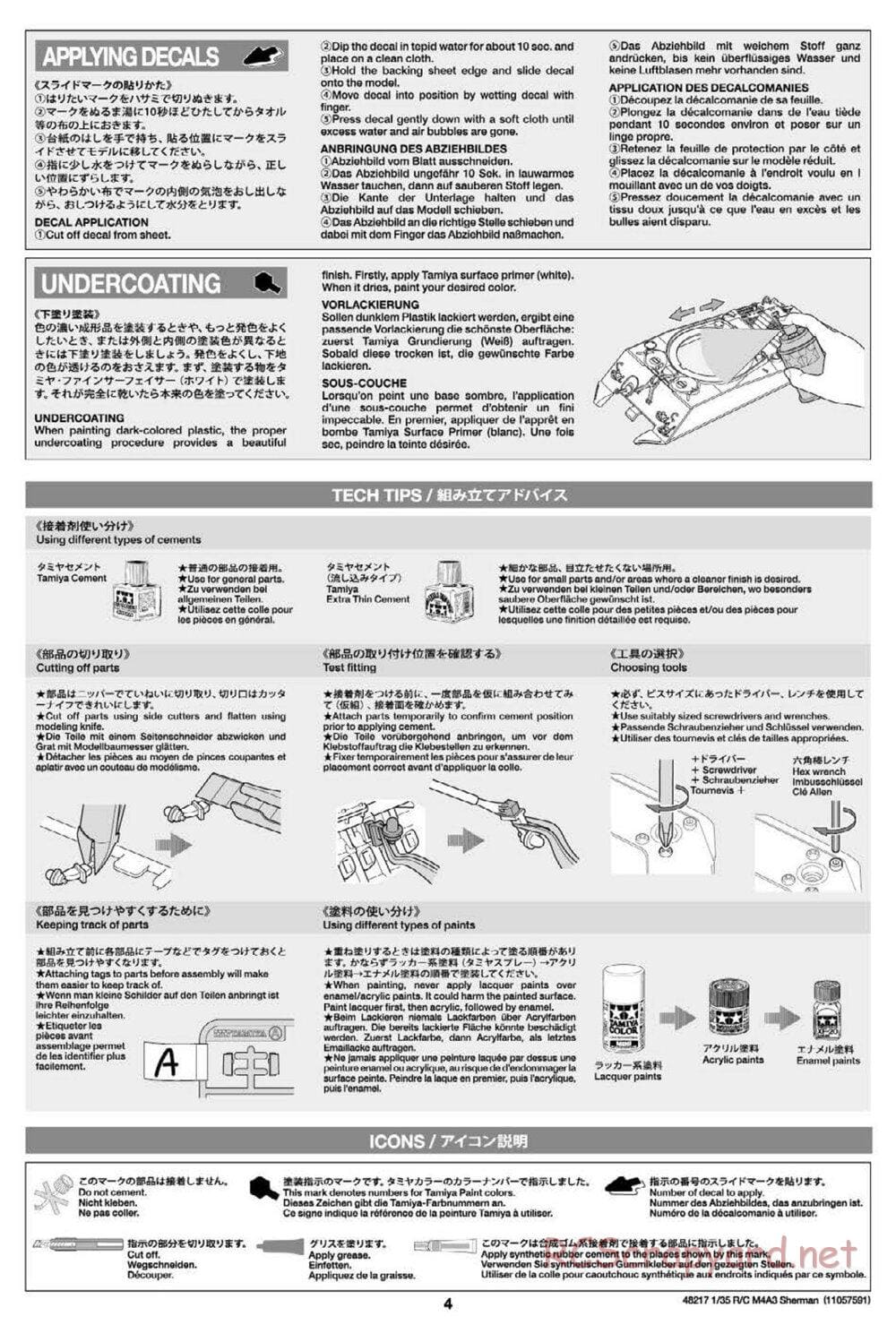 Tamiya - US Medium Tank M4A3 Sherman - 1/35 Scale Chassis - Manual - Page 4