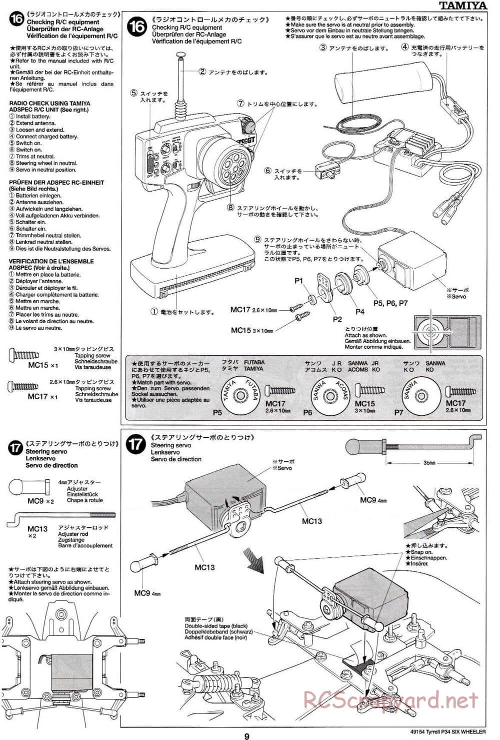 Tamiya - Tyrrell P34 Six Wheeler - F103-6W Chassis - Manual - Page 9