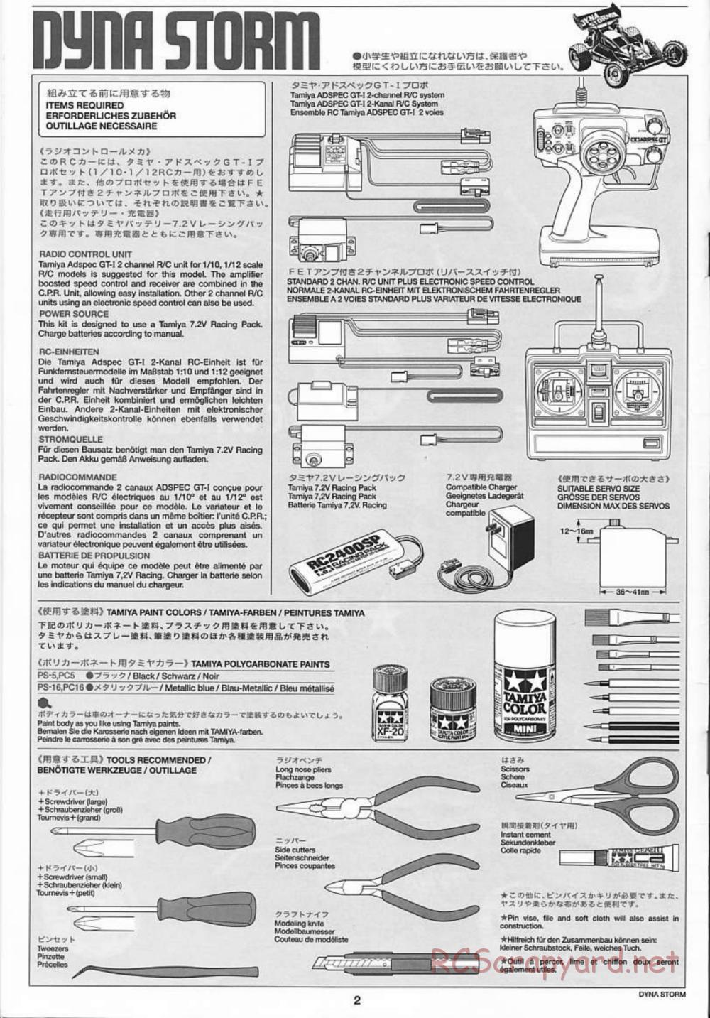 Tamiya - Dyna Storm Chassis - Manual - Page 2