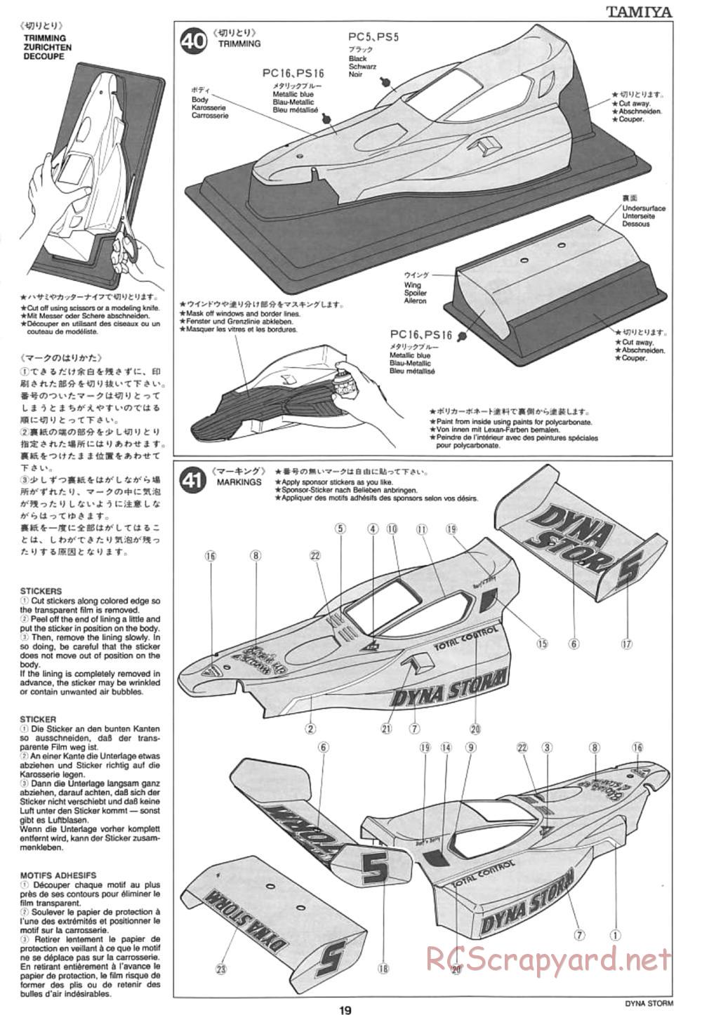 Tamiya - Dyna Storm Chassis - Manual - Page 19