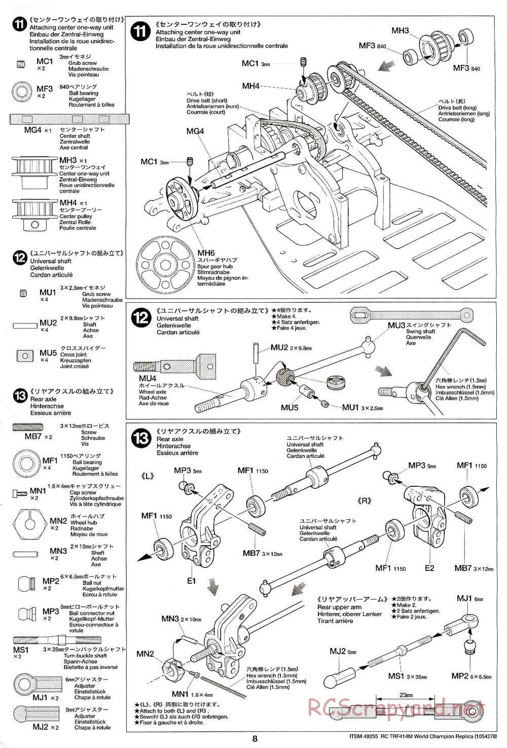 Tamiya - TRF414M World Champion Replica Chassis - Manual - Page 8