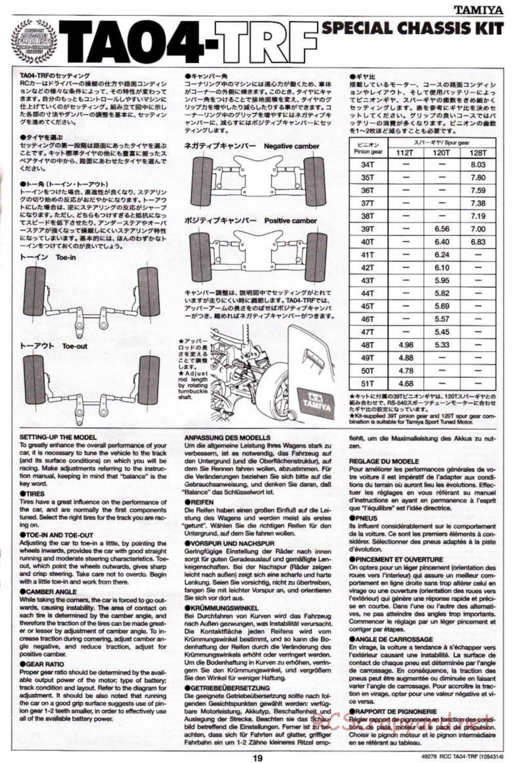 Tamiya - TA-04 TRF Special Chassis Chassis - Manual - Page 19