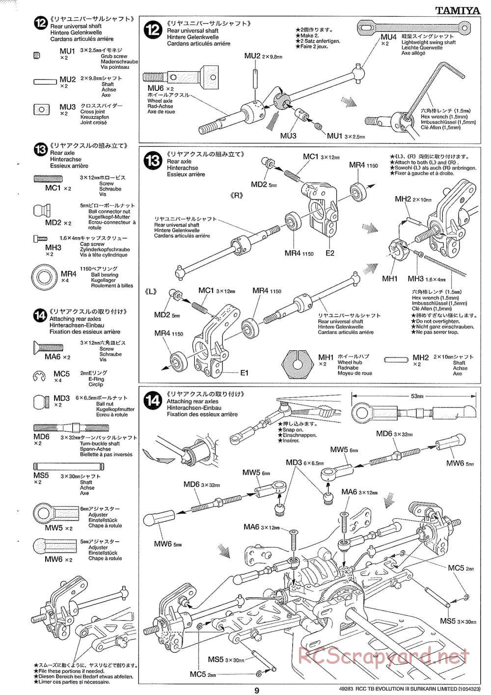 Tamiya - TB Evolution III Surikarn Limited Chassis - Manual - Page 9