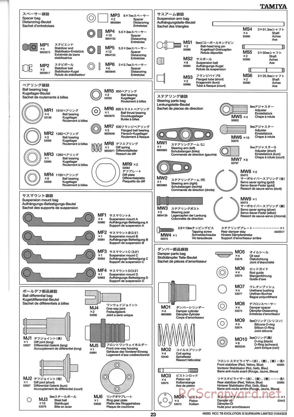 Tamiya - TB Evolution III Surikarn Limited Chassis - Manual - Page 23