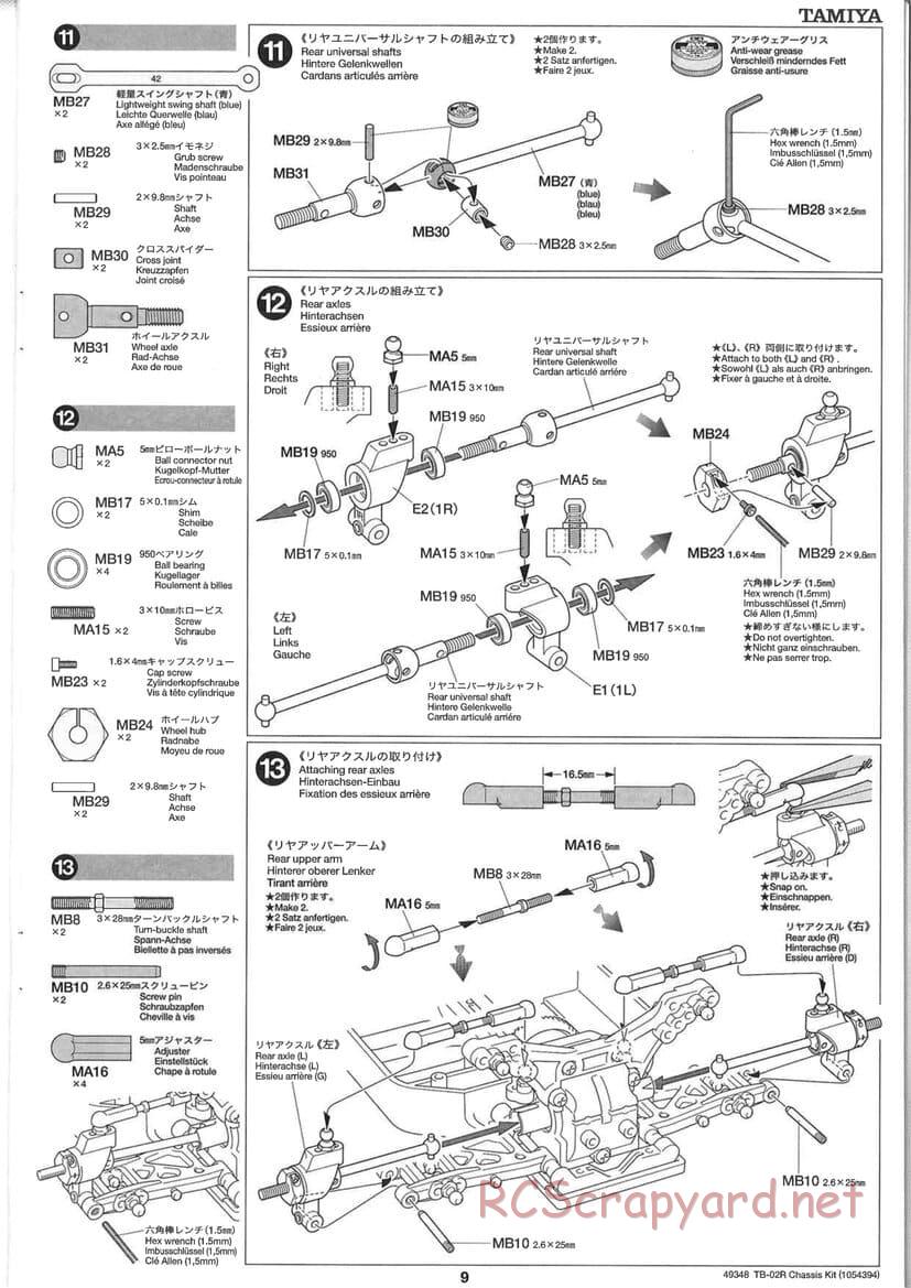 Tamiya - TB-02R Chassis - Manual - Page 9
