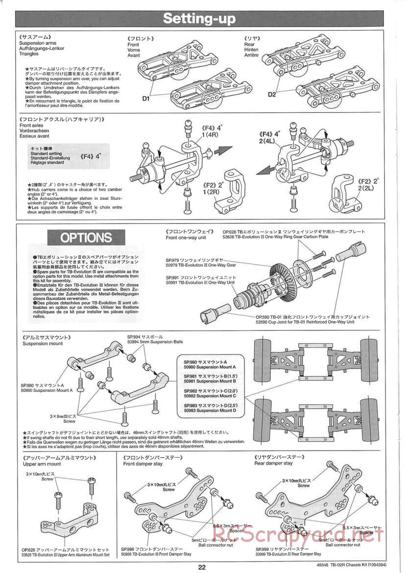 Tamiya - TB-02R Chassis - Manual - Page 22