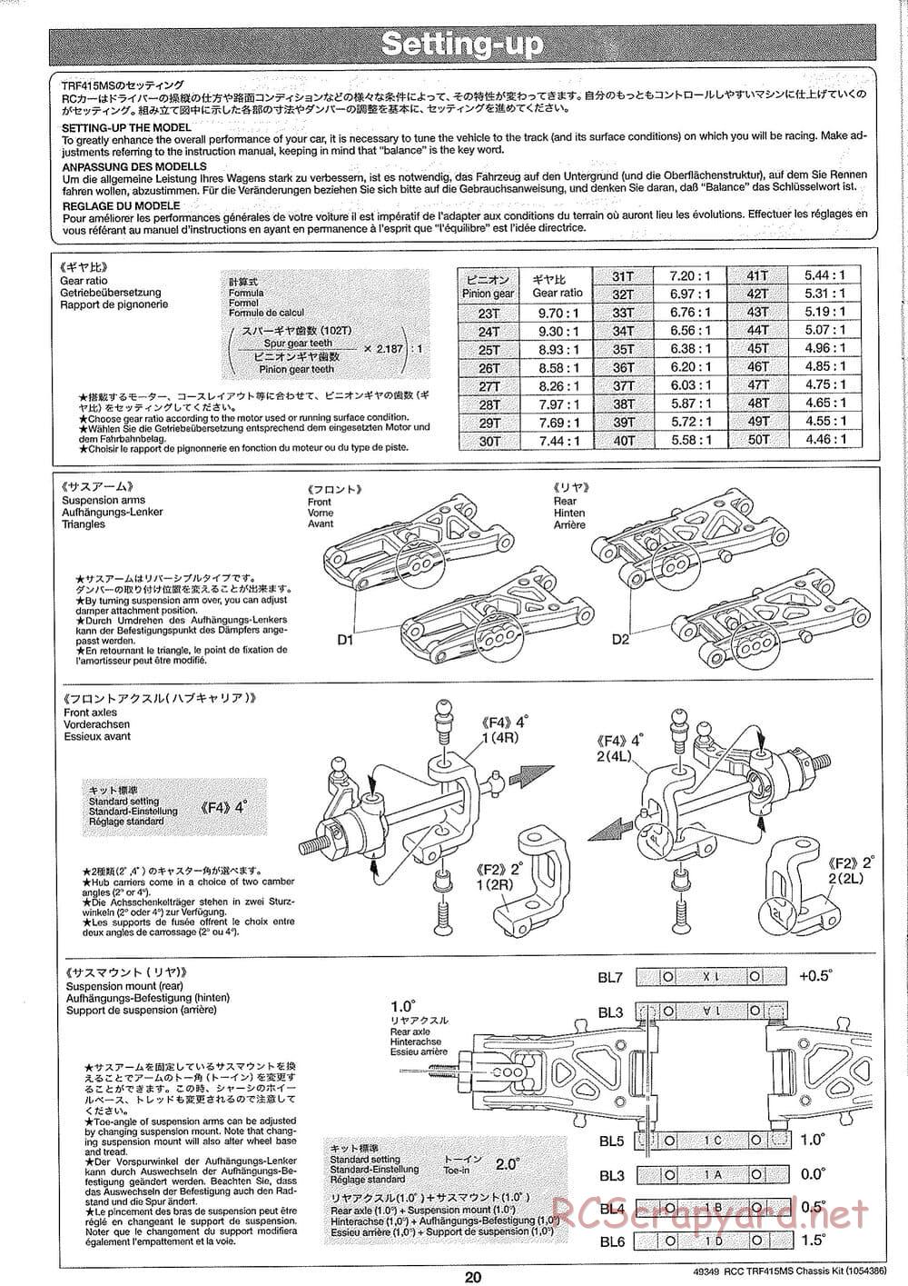 Tamiya - TRF415-MS Chassis - Manual - Page 20