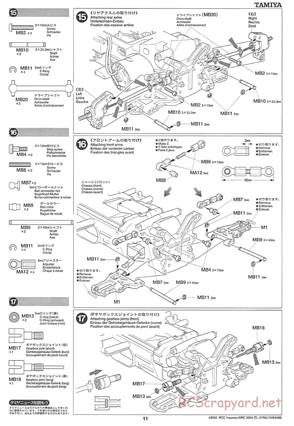 Tamiya - Subaru Impreza WRC 2004 Chassis - Manual - Page 11