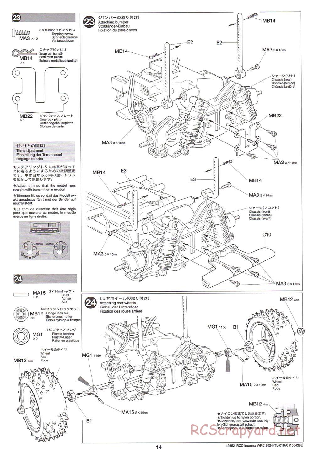 Tamiya - Subaru Impreza WRC 2004 Chassis - Manual - Page 14