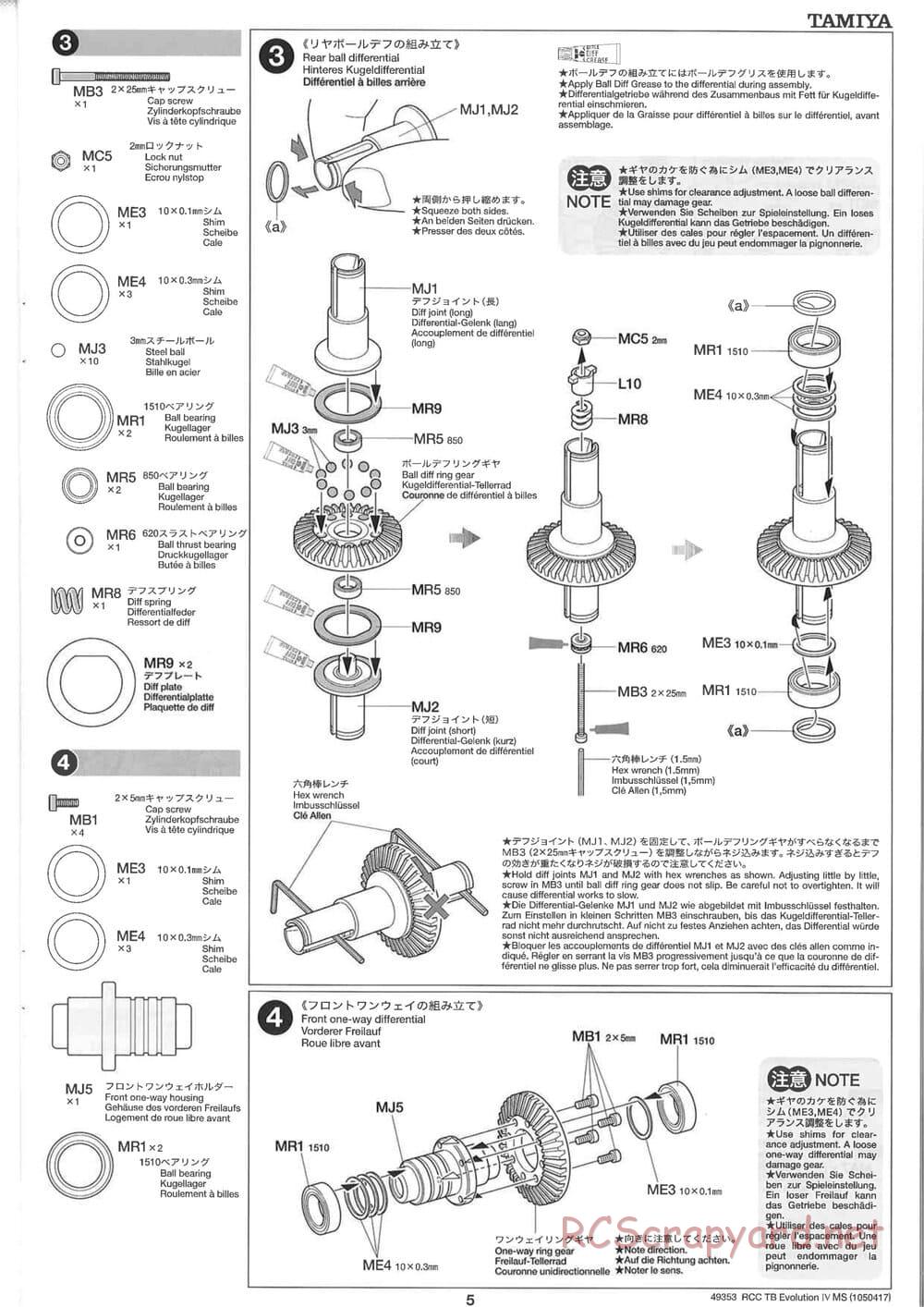 Tamiya - TB Evolution IV MS Chassis - Manual - Page 5