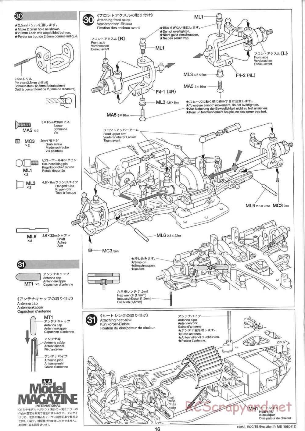 Tamiya - TB Evolution IV MS Chassis - Manual - Page 16