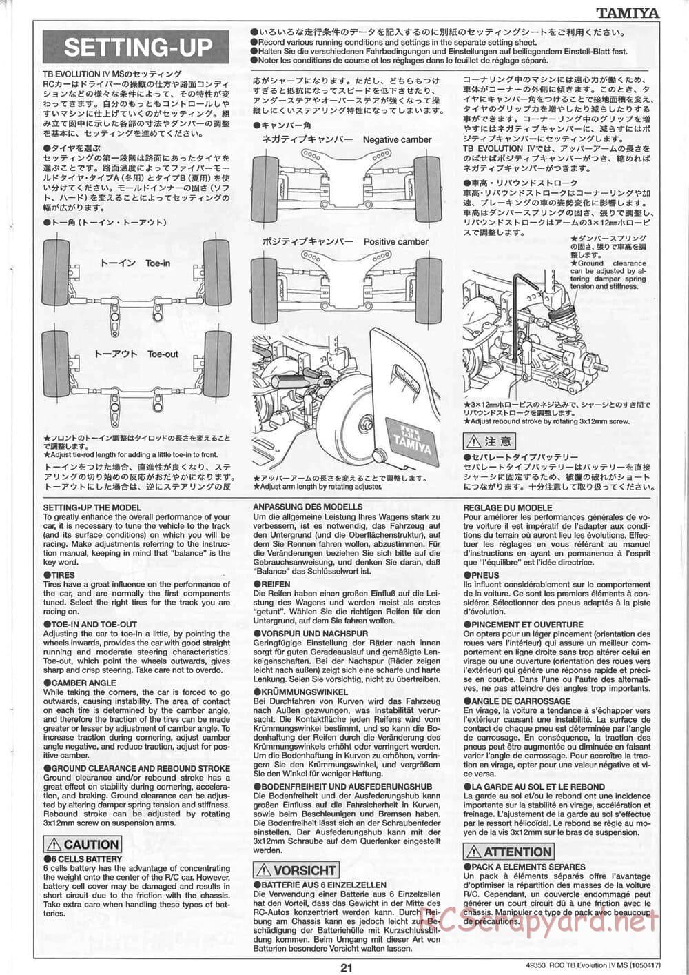 Tamiya - TB Evolution IV MS Chassis - Manual - Page 21