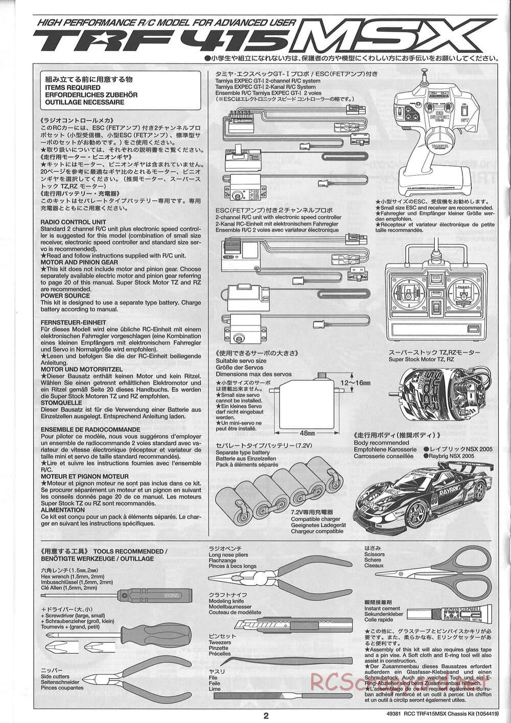 Tamiya - TRF415-MSX Chassis - Manual - Page 2
