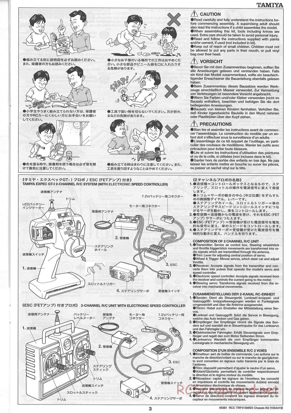 Tamiya - TRF415-MSX Chassis - Manual - Page 3