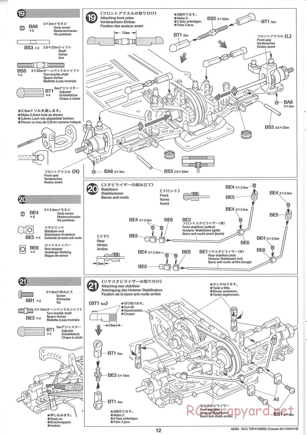 Tamiya - TRF415-MSX Chassis - Manual - Page 12