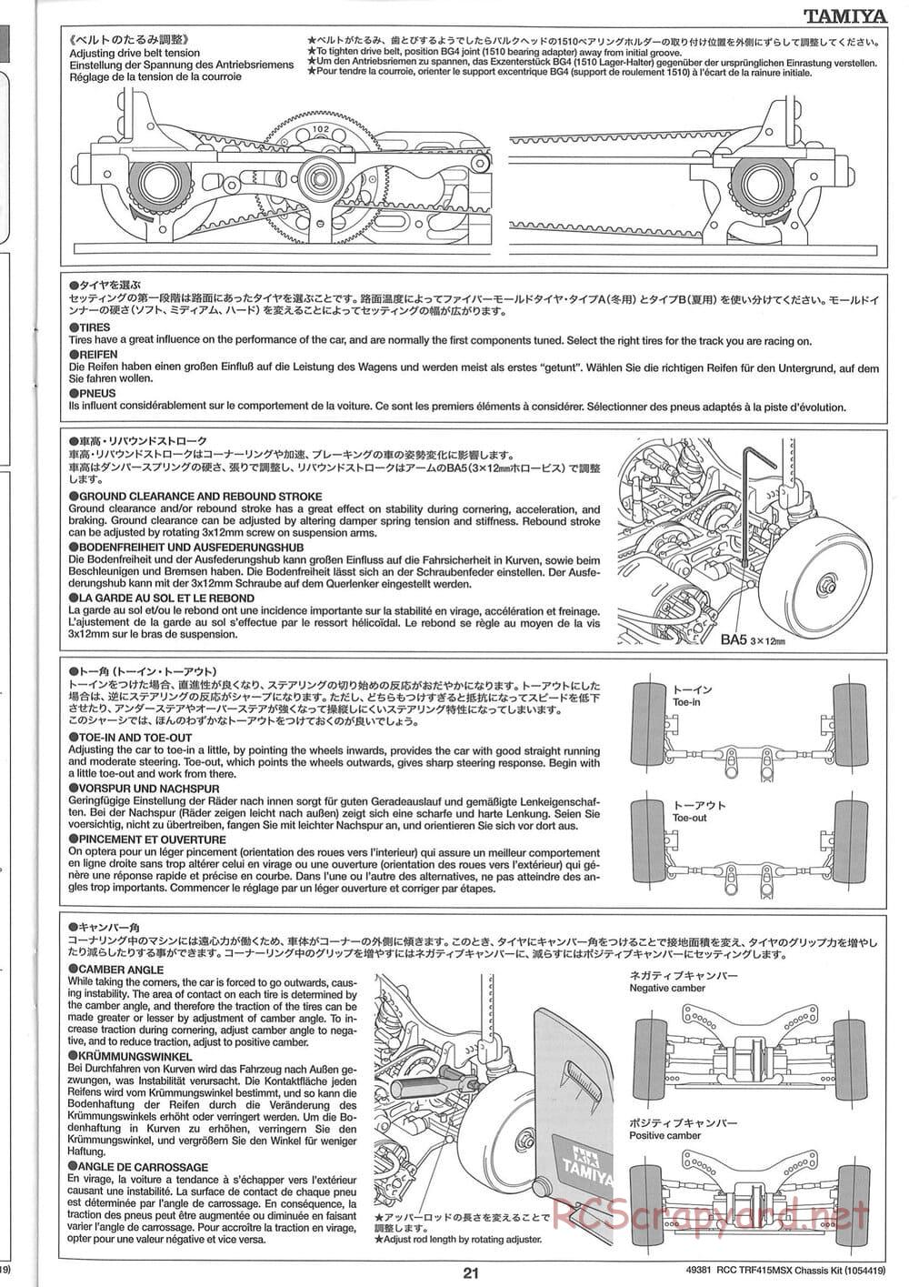 Tamiya - TRF415-MSX Chassis - Manual - Page 21
