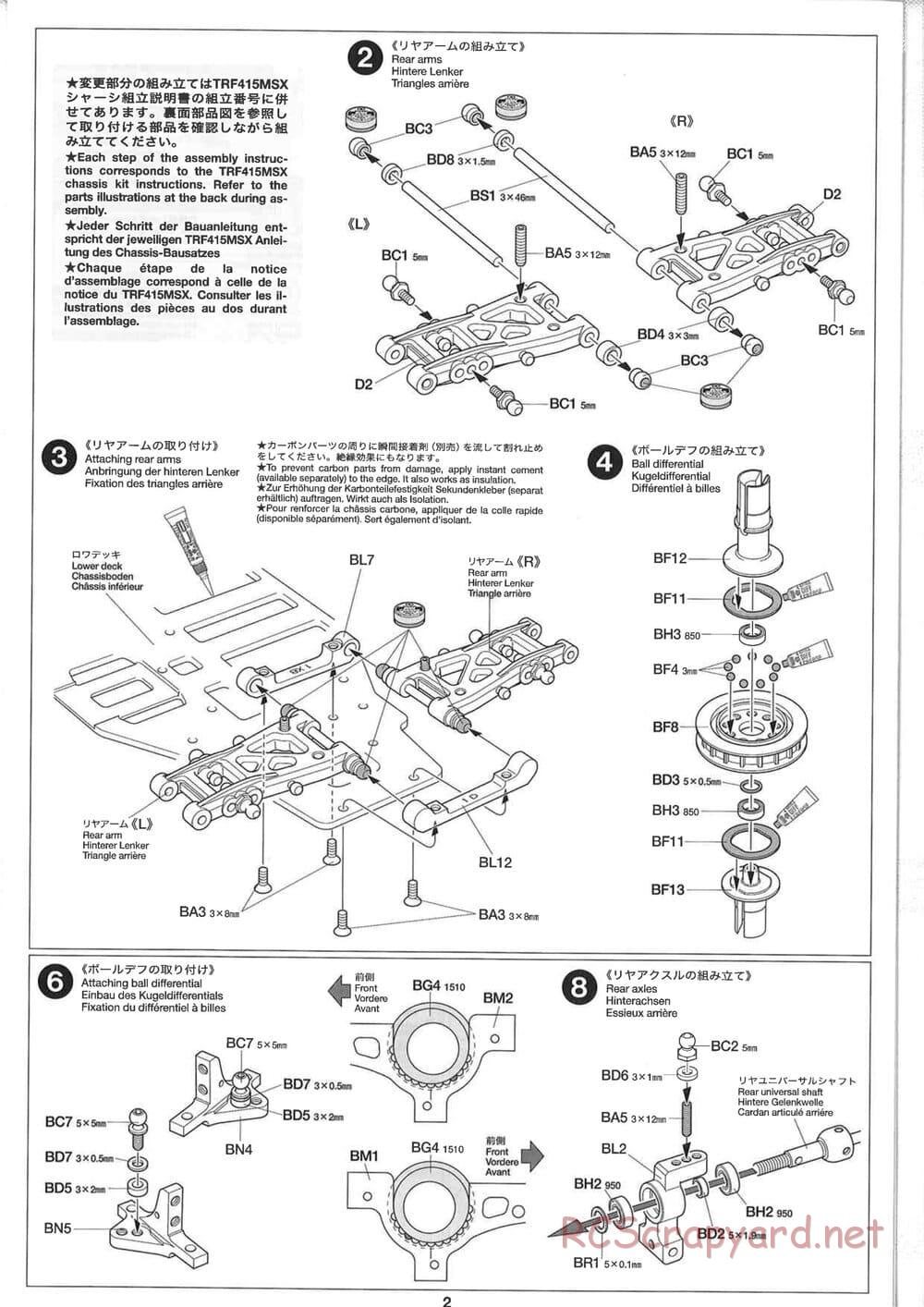 Tamiya - TRF415-MSX Marc Rheinard Edition Chassis - Manual - Page 2