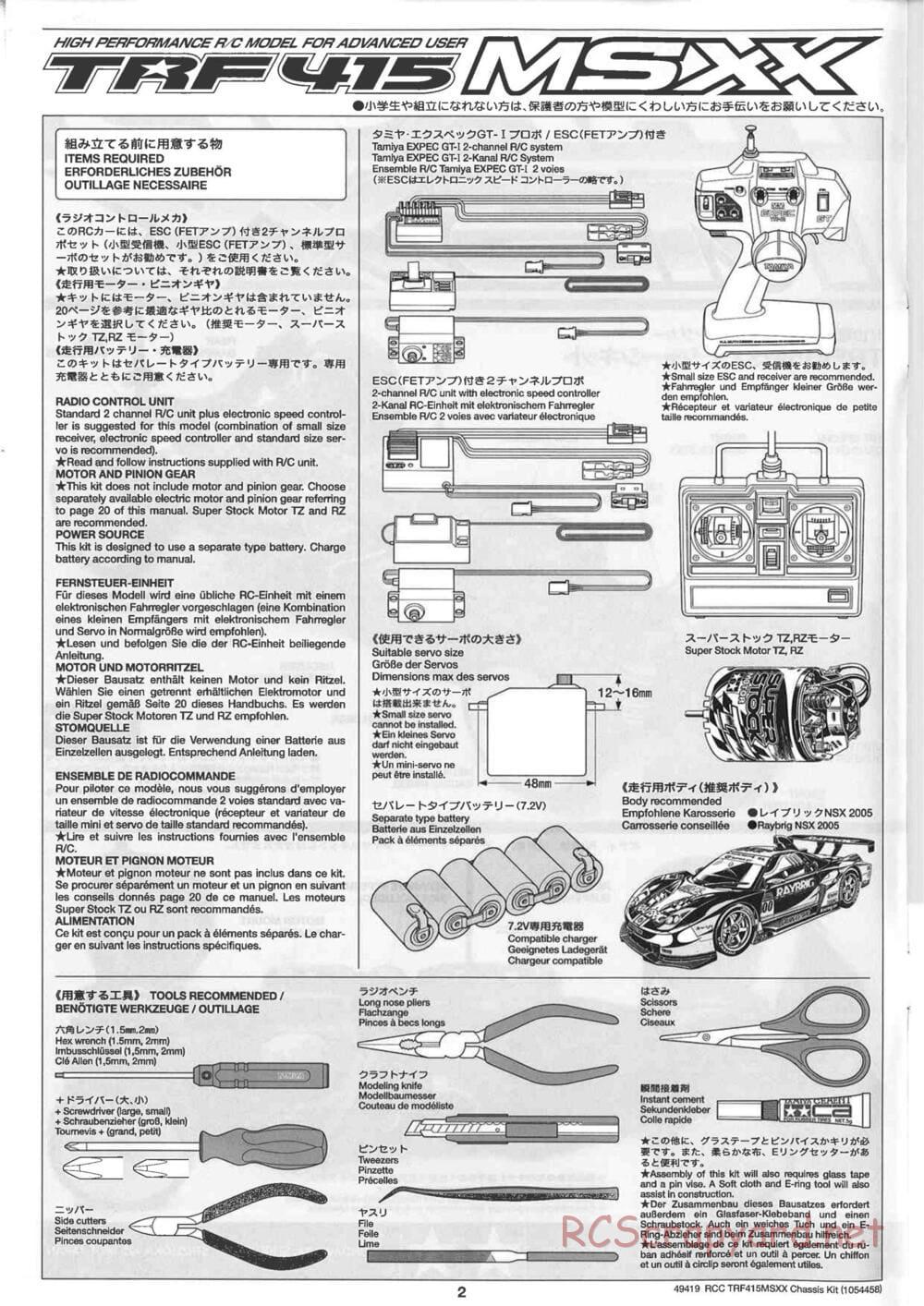 Tamiya - TRF415-MSXX Chassis - Manual - Page 2