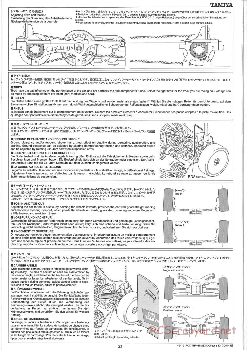 Tamiya - TRF415-MSXX Chassis - Manual - Page 21