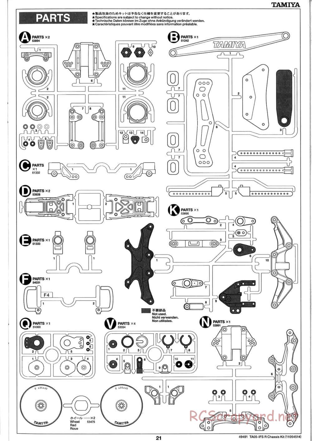 Tamiya - TA05-IFS R Chassis - Manual - Page 21