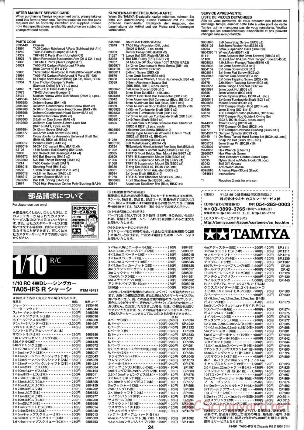 Tamiya - TA05-IFS R Chassis - Manual - Page 24