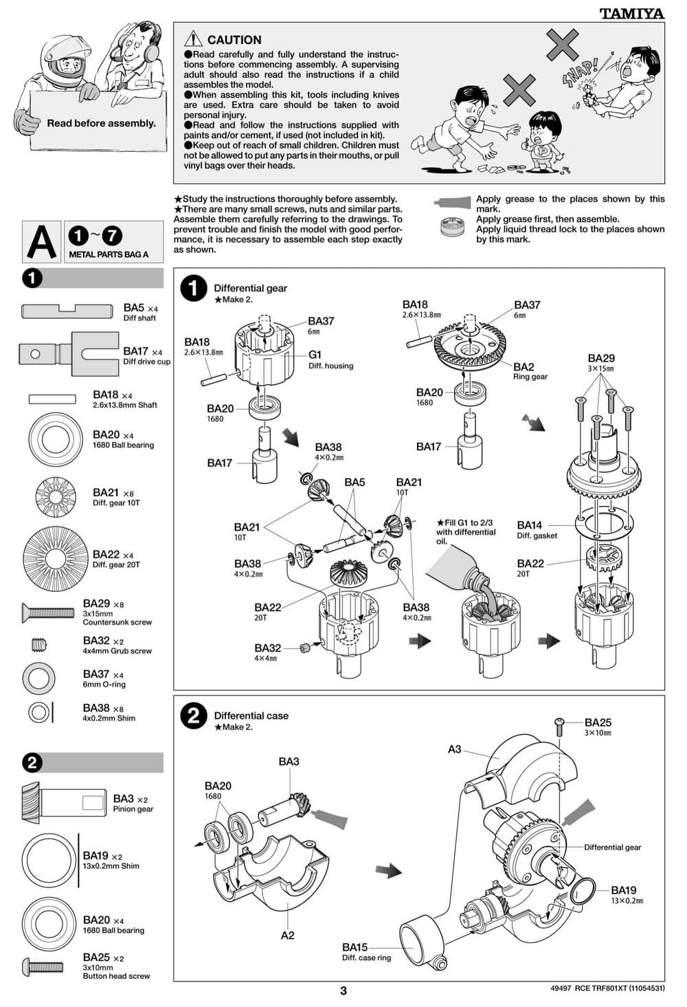 Tamiya - TRF801Xt Performance Package Version Chassis - Manual - Page 3