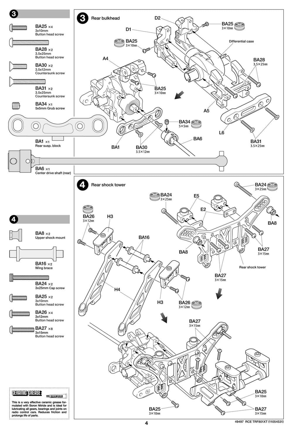 Tamiya - TRF801Xt Performance Package Version Chassis - Manual - Page 4