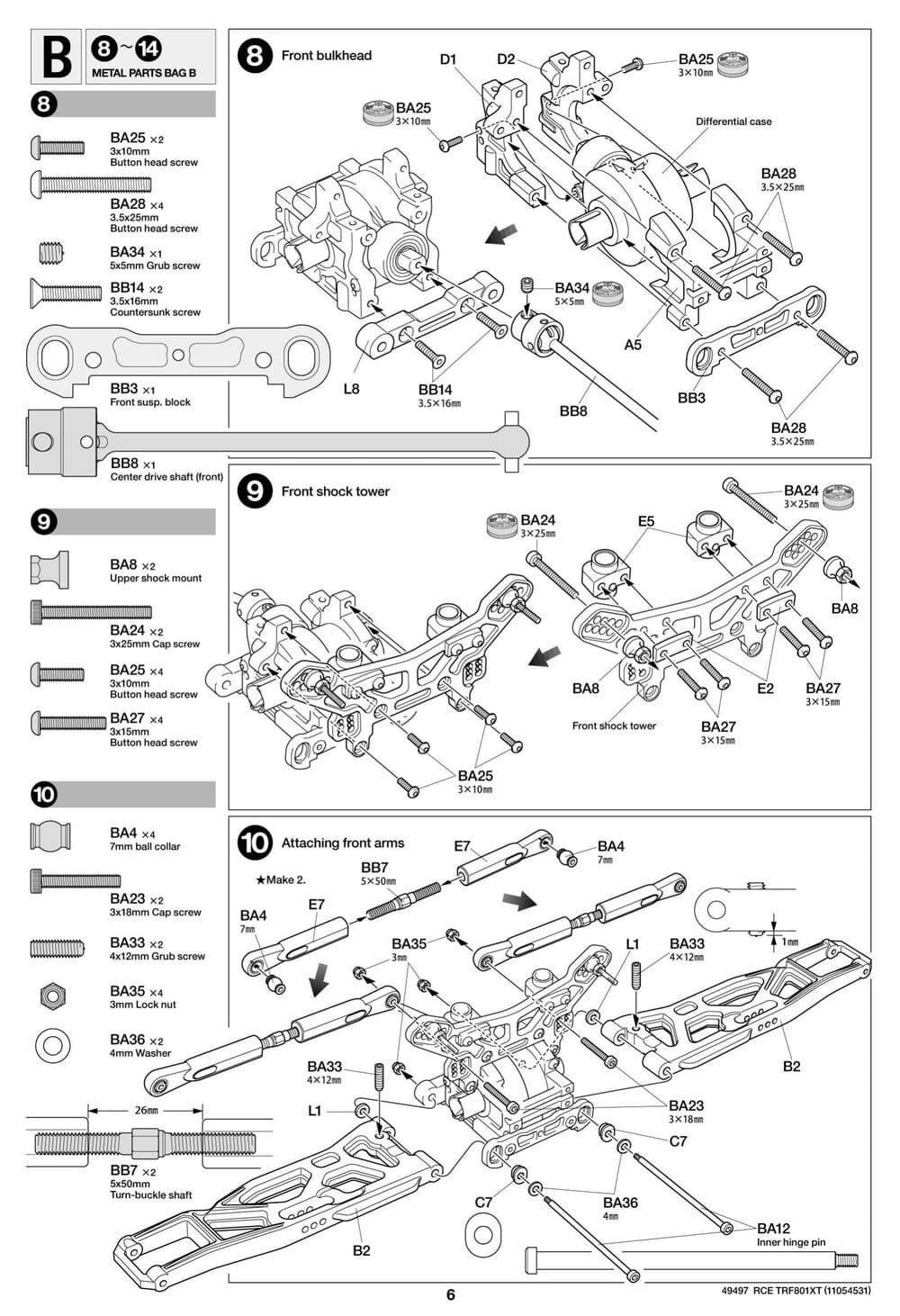 Tamiya - TRF801Xt Performance Package Version Chassis - Manual - Page 6