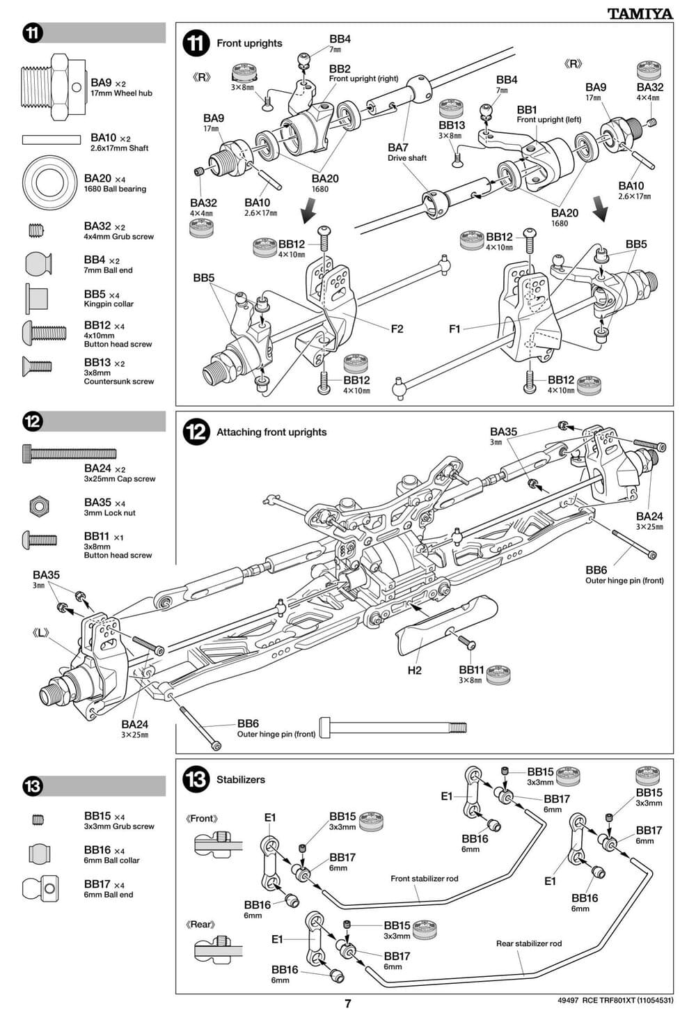 Tamiya - TRF801Xt Performance Package Version Chassis - Manual - Page 7