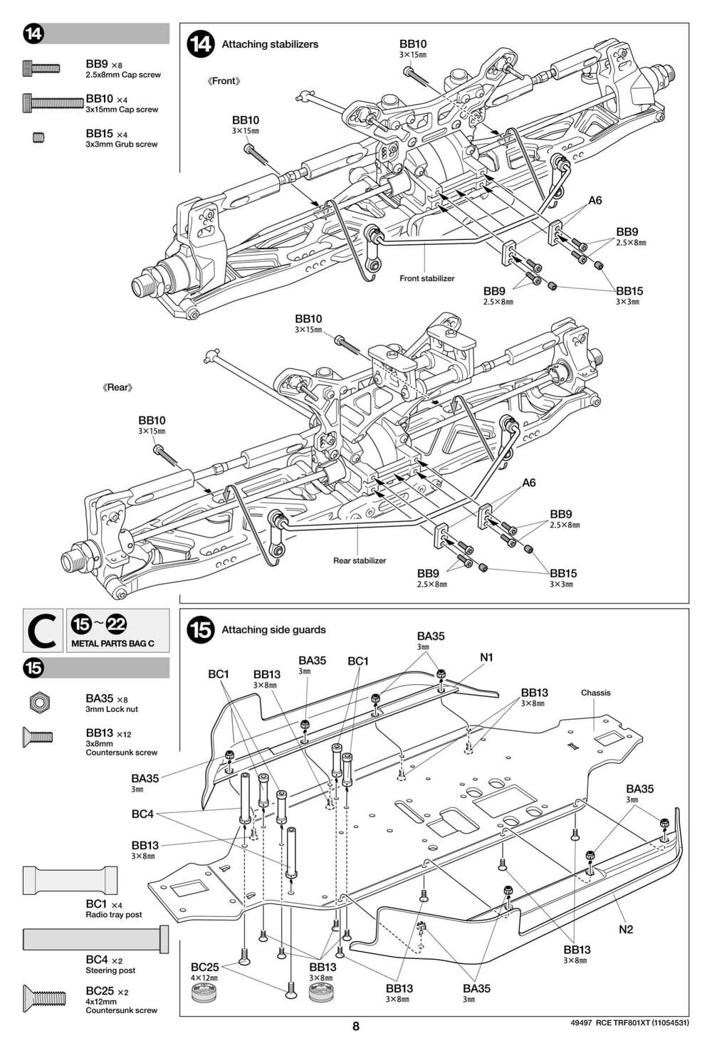 Tamiya - TRF801Xt Performance Package Version Chassis - Manual - Page 8
