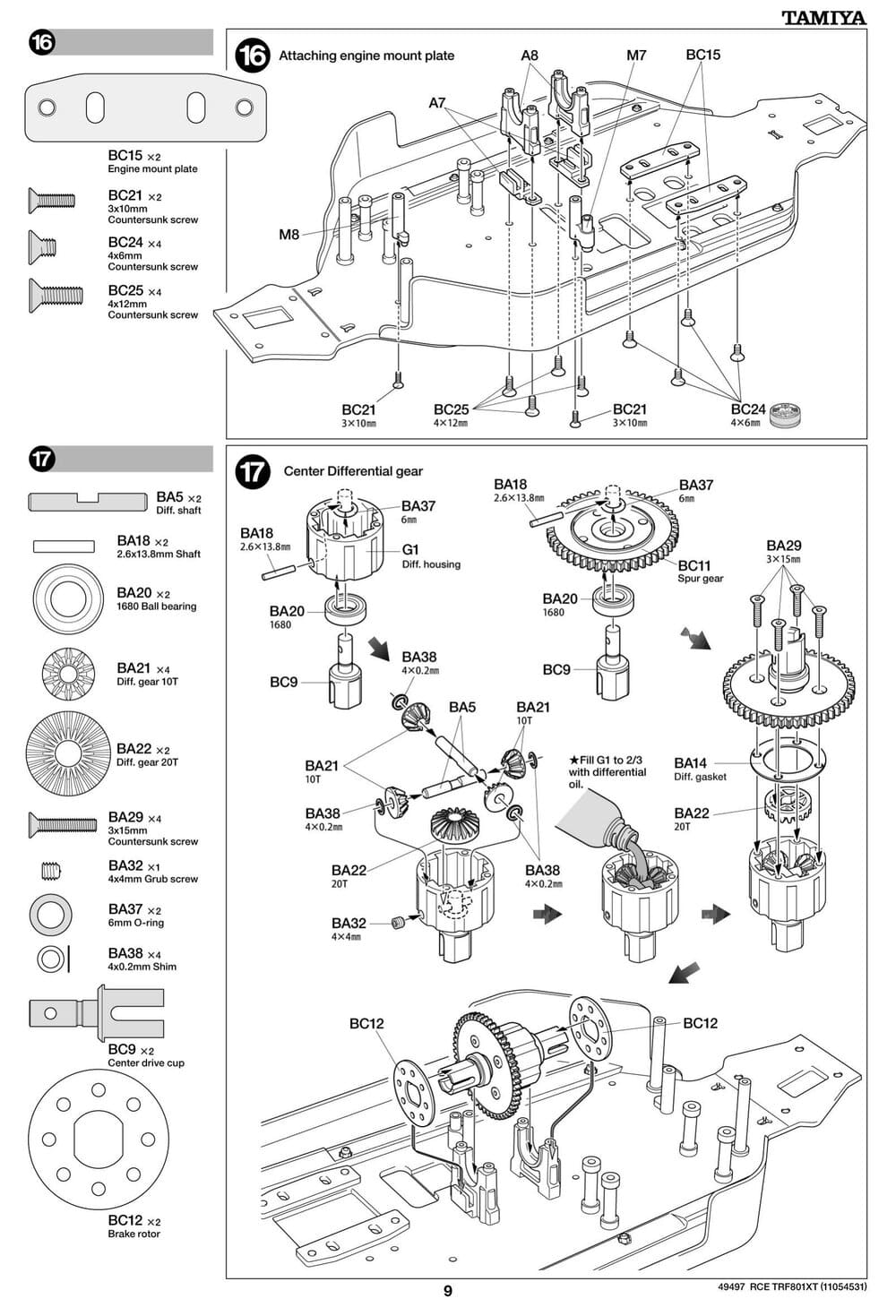Tamiya - TRF801Xt Performance Package Version Chassis - Manual - Page 9