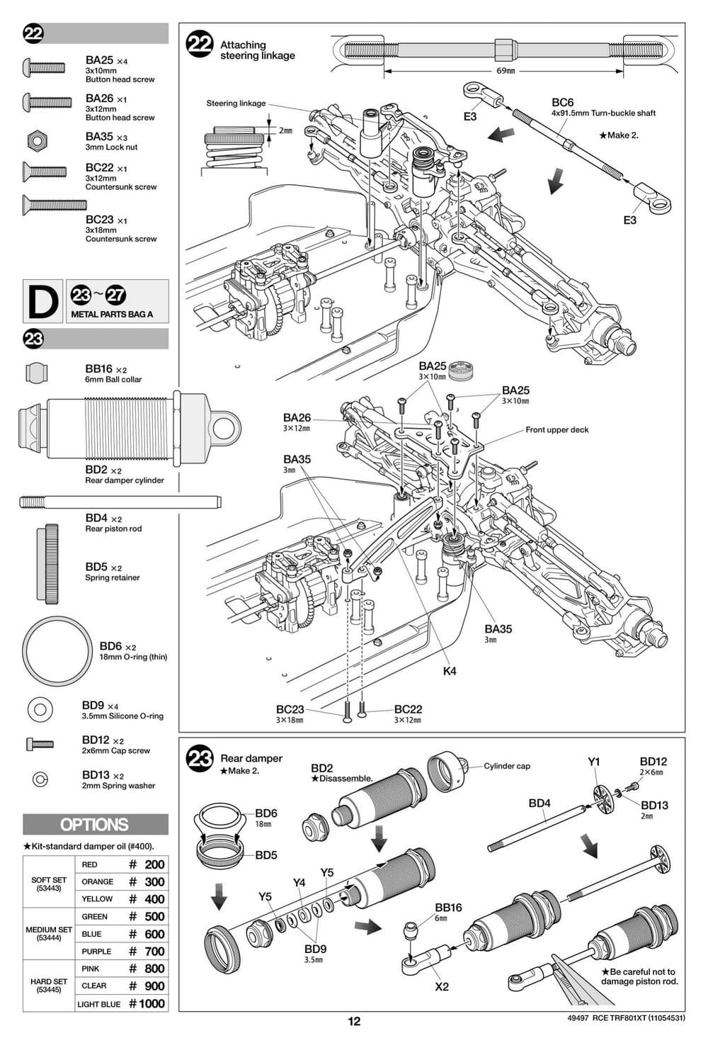 Tamiya - TRF801Xt Performance Package Version Chassis - Manual - Page 12