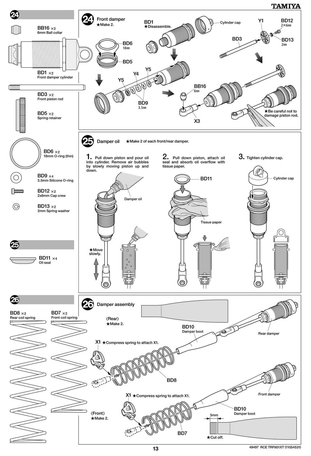 Tamiya - TRF801Xt Performance Package Version Chassis - Manual - Page 13