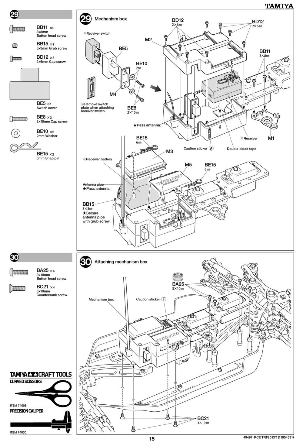 Tamiya - TRF801Xt Performance Package Version Chassis - Manual - Page 15