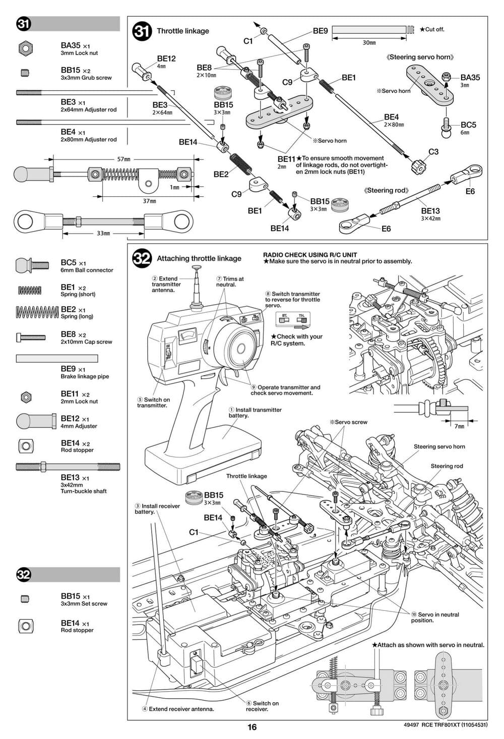 Tamiya - TRF801Xt Performance Package Version Chassis - Manual - Page 16