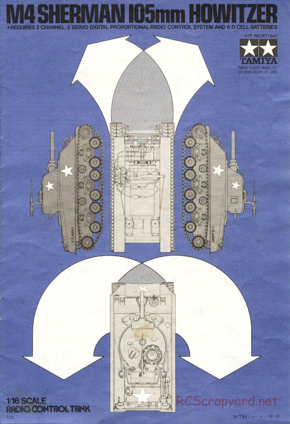 Tamiya - M4 Sherman 105mm Howitzer - 1/16 Scale Chassis - Manual - Page 1