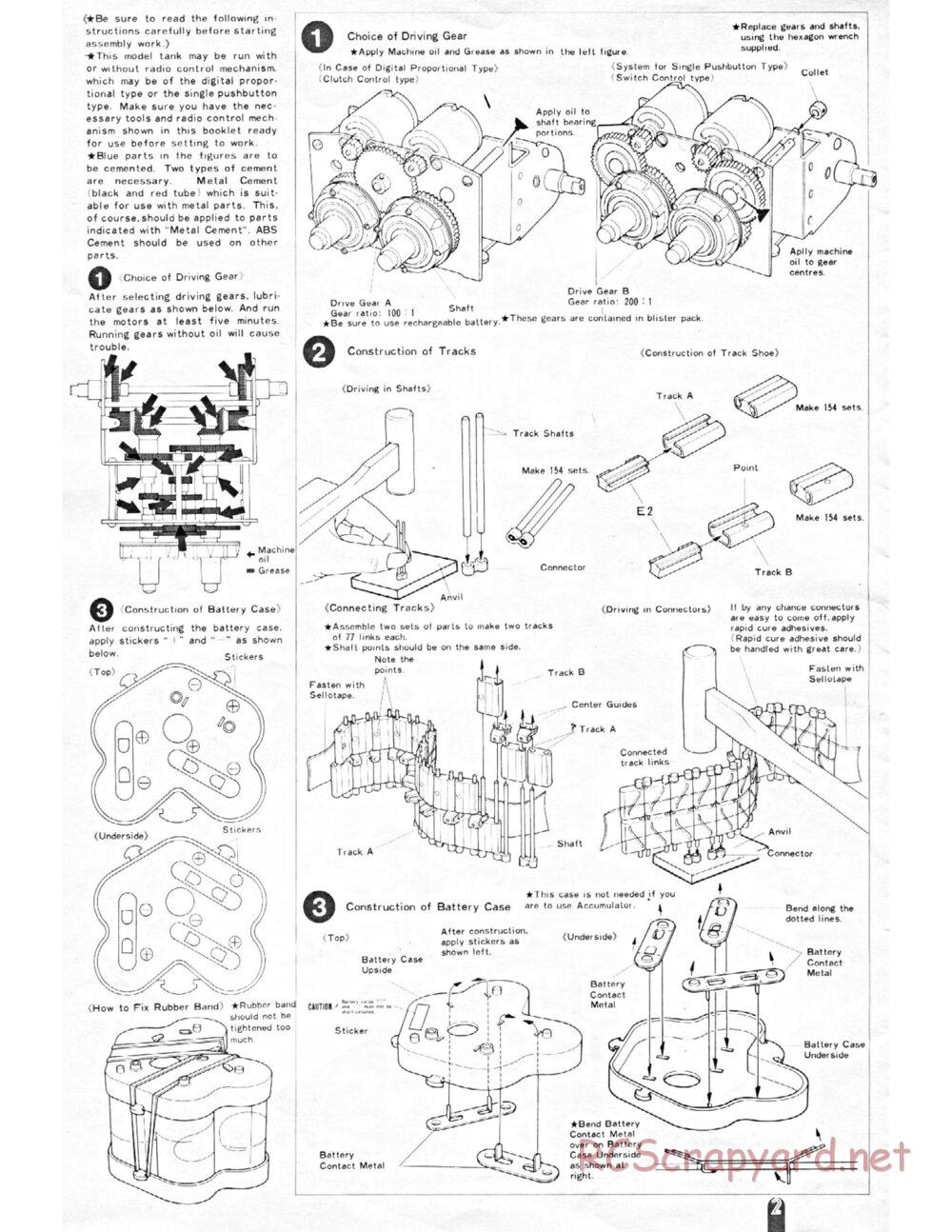 Tamiya - M4 Sherman 105mm Howitzer - 1/16 Scale Chassis - Manual - Page 2