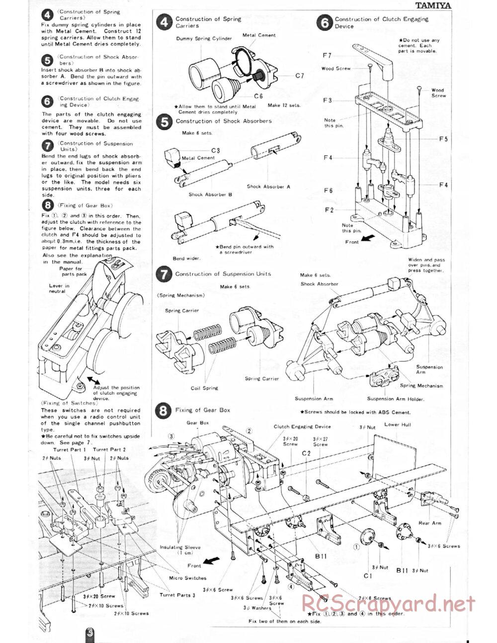 Tamiya - M4 Sherman 105mm Howitzer - 1/16 Scale Chassis - Manual - Page 3